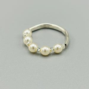 Ella Ring in Medium White Pearl