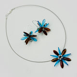 Elizabeth Necklace in Copper and Blue with Silver Center