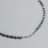 Nora Necklace in Asymmetrical Silver Pearl