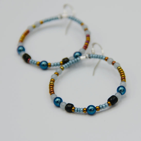 Hannah Earrings in Mix Blue and Copper