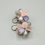 Tracy Earrings in Matte Pale Pink, Purple and Silver