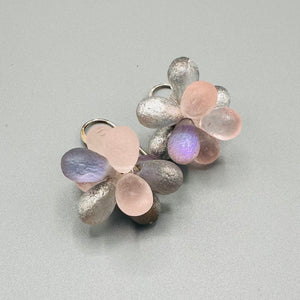 Tracy Earrings in Matte Pale Pink, Purple and Silver