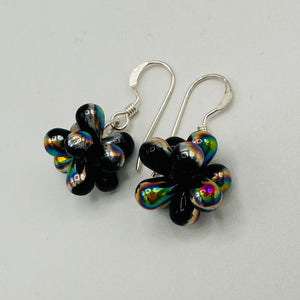 Tami Earrings in Black with Silver Aurora Borealis Finish