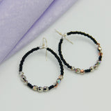 Hannah Earrings in Shiny Crystal Silver and Black