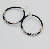 Hannah Earrings in Shiny Crystal Silver and Black