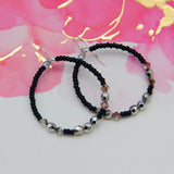 Hannah Earrings in Shiny Crystal Silver and Black