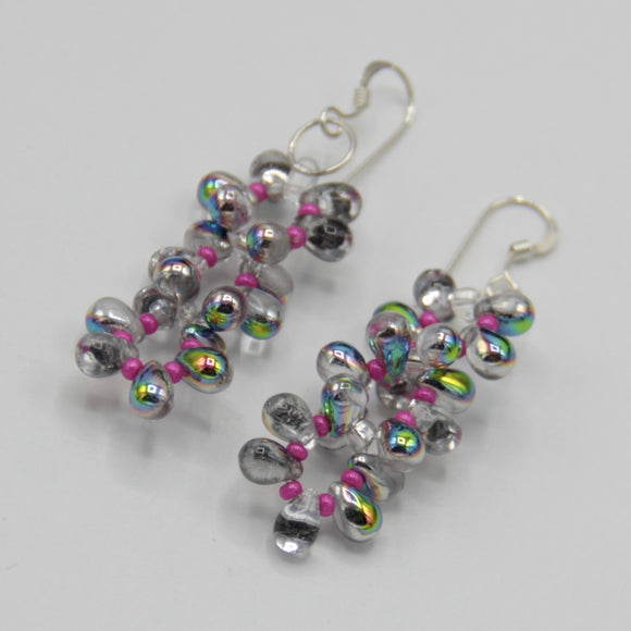 Charlotte Earrings in Crystal Shine with Pink and Green