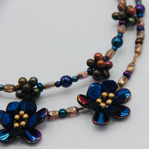 Andrea Layered Necklace in Blue and Gold