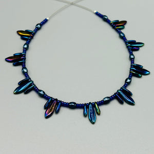 Rebecca Beaded Necklace in Navy Blue Iris