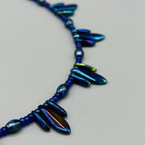 Rebecca Beaded Necklace in Navy Blue Iris