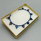 Rebecca Beaded Necklace in Navy Blue Iris