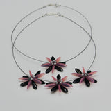 Anna Necklace in Pink and Black with Gold Stone Effects