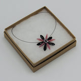 Elizabeth Necklace in Pink and Black with Gold Stone Effect