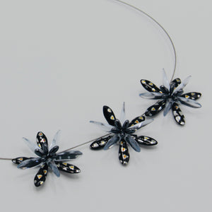 Anna Necklace in Metallic Black with Silver Accents