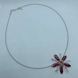 Elizabeth Necklace in Pink Metallic Crosshatch with Pearls