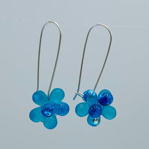 Shelalee Tracy Earrings Aqua Blue Czech Glass Beads Sterling Silver