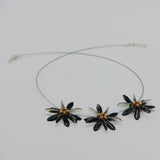 Shelalee Anna Necklace Black Gold Accents Czech Glass Beads Sterling Silver