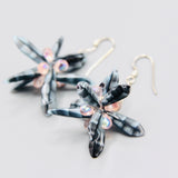 Emma Earrings in Black and Blue Marble with Pink