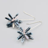 Natalie Earrings in Black and Blue Marble with Matte Pink