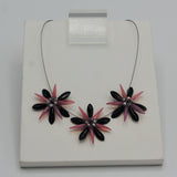 Anna Necklace in Pink and Black with Gold Stone Effects